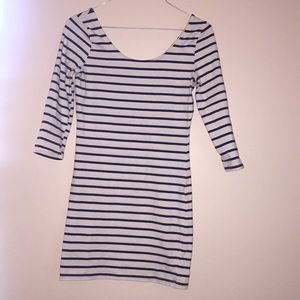 Wide tip Shoulder Striped Mini Dress